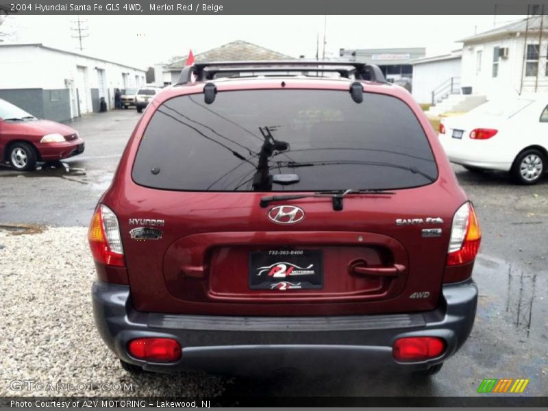 Merlot Red / Beige 2004 Hyundai Santa Fe GLS 4WD