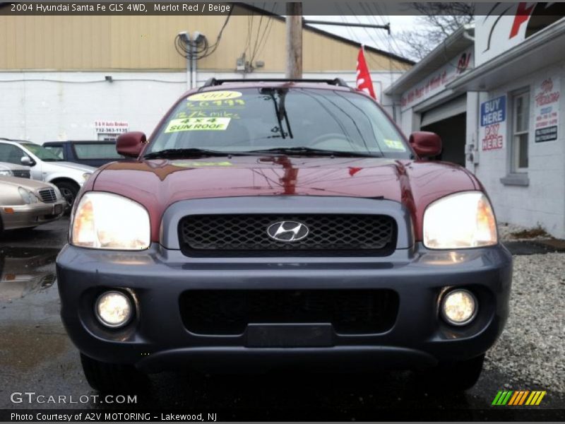 Merlot Red / Beige 2004 Hyundai Santa Fe GLS 4WD