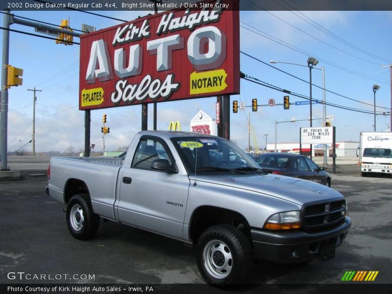 Bright Silver Metallic / Dark Slate Gray 2002 Dodge Dakota Regular Cab 4x4