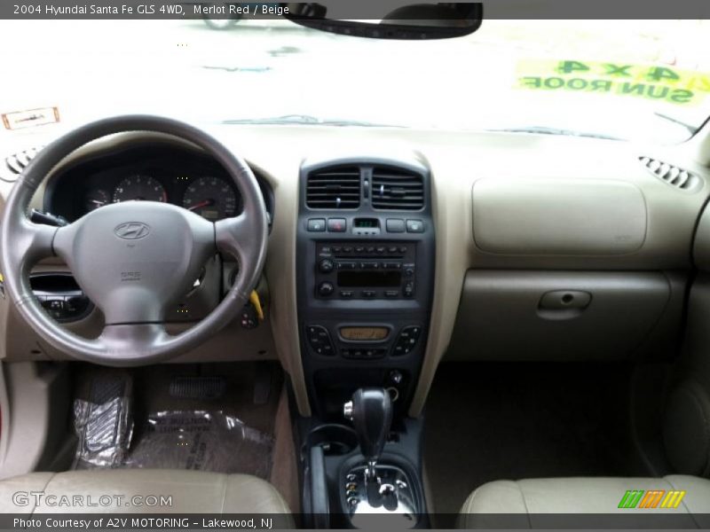 Merlot Red / Beige 2004 Hyundai Santa Fe GLS 4WD