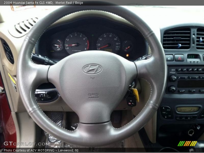 Merlot Red / Beige 2004 Hyundai Santa Fe GLS 4WD