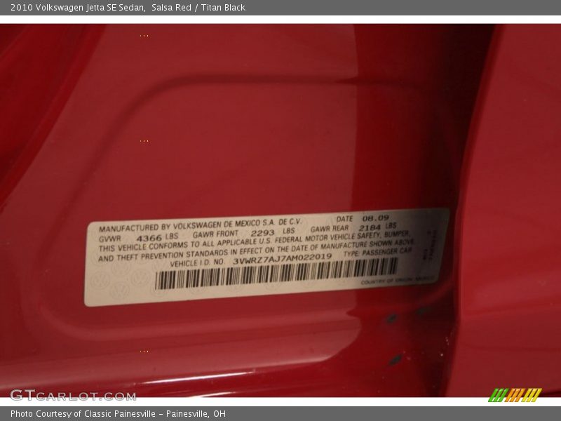Salsa Red / Titan Black 2010 Volkswagen Jetta SE Sedan