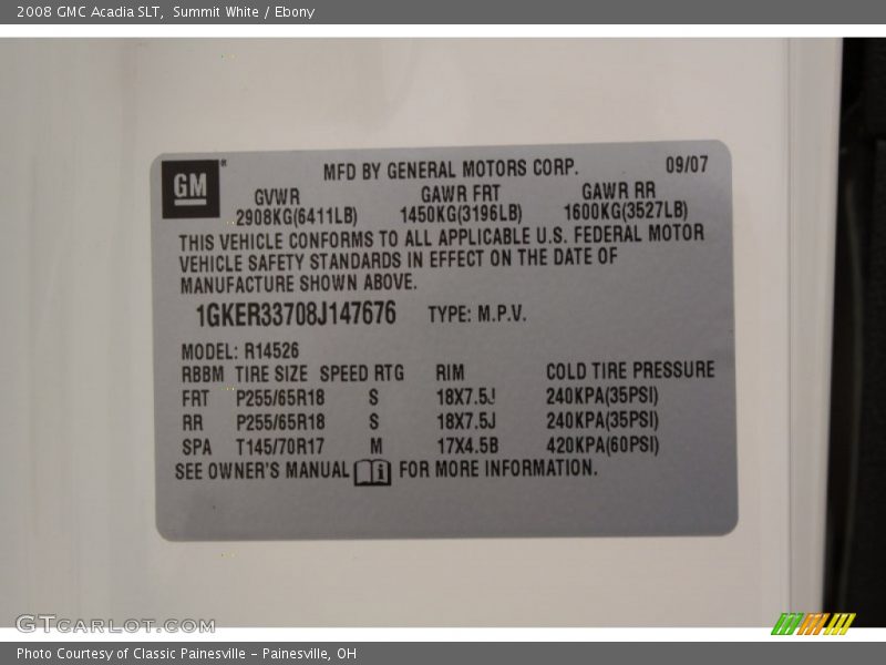Summit White / Ebony 2008 GMC Acadia SLT
