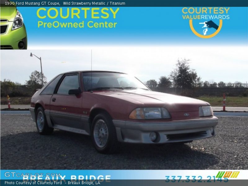 Wild Strawberry Metallic / Titanium 1990 Ford Mustang GT Coupe