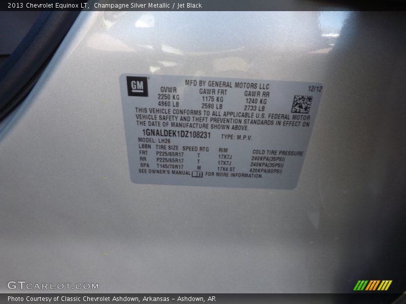 Champagne Silver Metallic / Jet Black 2013 Chevrolet Equinox LT