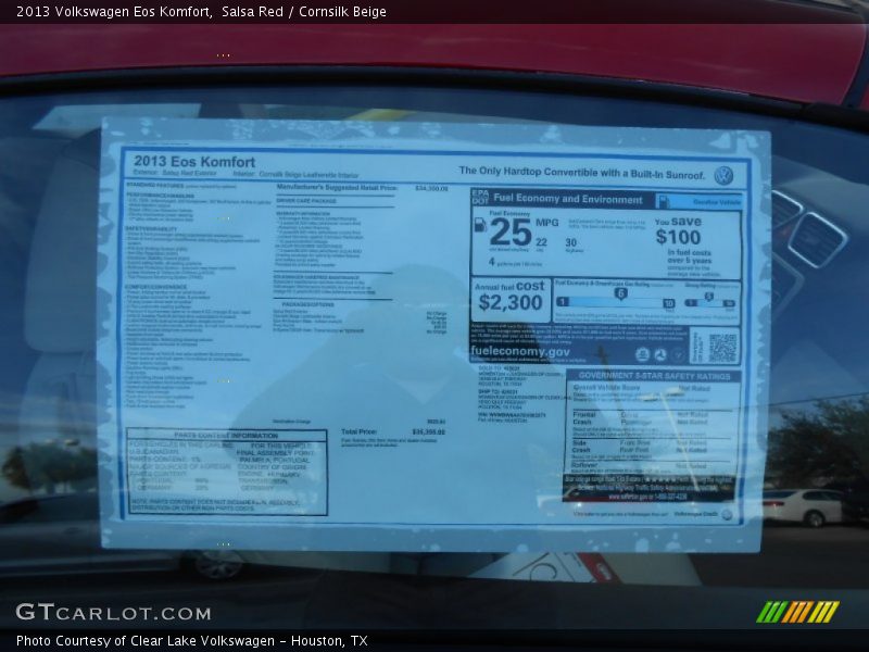 Salsa Red / Cornsilk Beige 2013 Volkswagen Eos Komfort