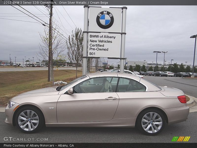 Orion Silver Metallic / Cream Beige 2013 BMW 3 Series 328i Convertible