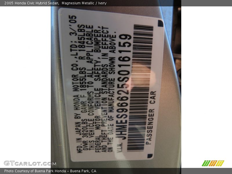 Magnesium Metallic / Ivory 2005 Honda Civic Hybrid Sedan