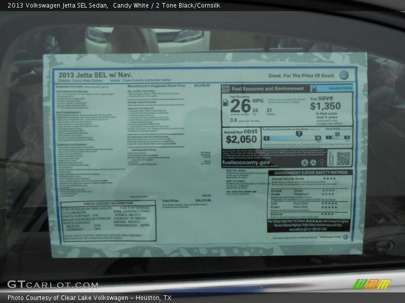 Candy White / 2 Tone Black/Cornsilk 2013 Volkswagen Jetta SEL Sedan