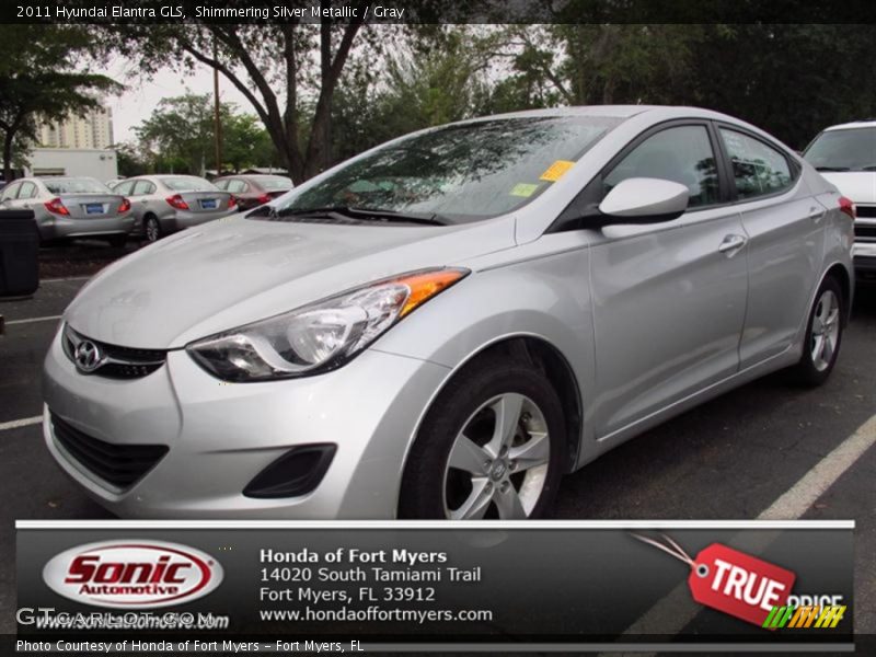 Shimmering Silver Metallic / Gray 2011 Hyundai Elantra GLS