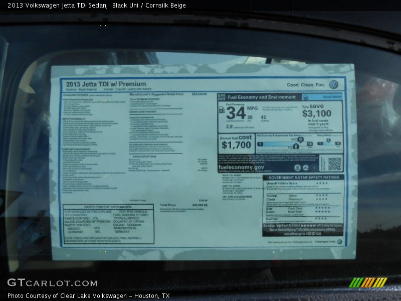 Black Uni / Cornsilk Beige 2013 Volkswagen Jetta TDI Sedan