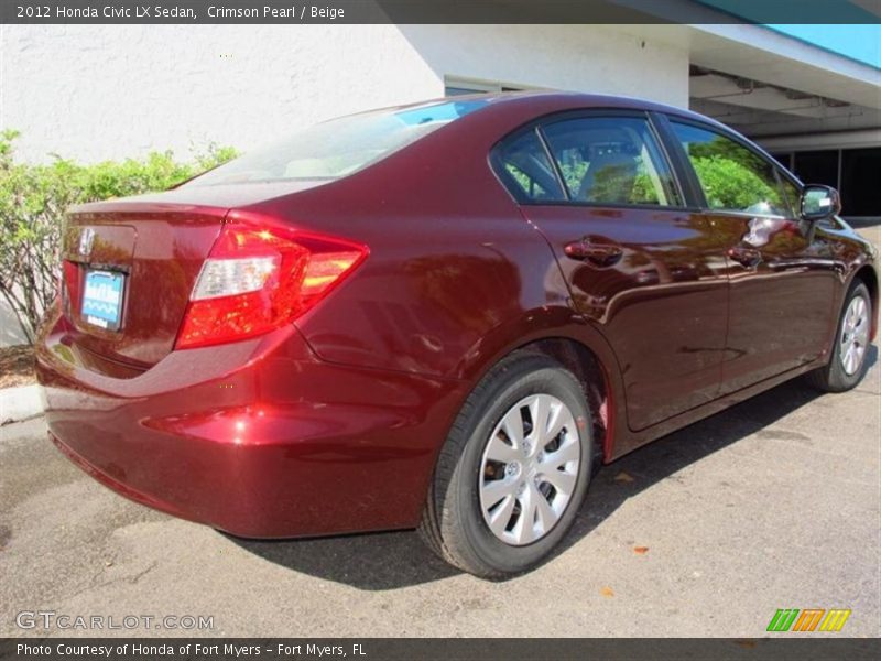 Crimson Pearl / Beige 2012 Honda Civic LX Sedan
