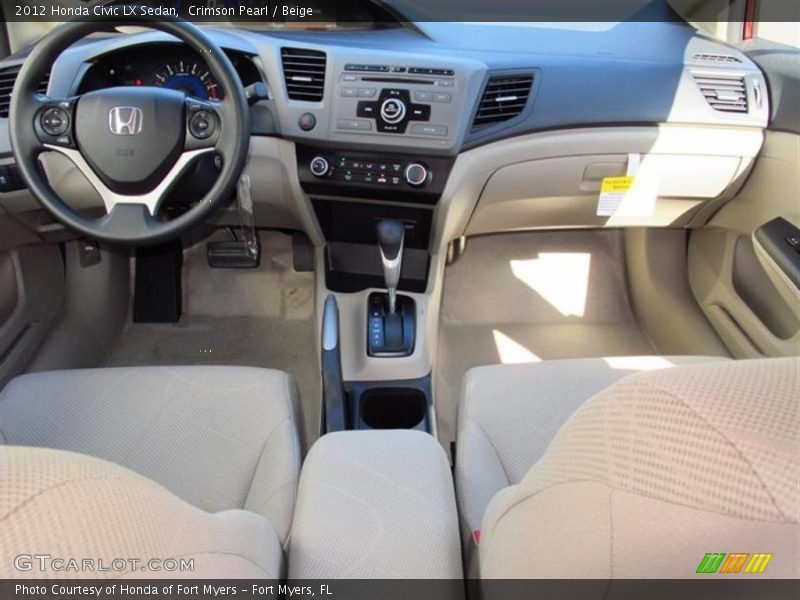 Crimson Pearl / Beige 2012 Honda Civic LX Sedan