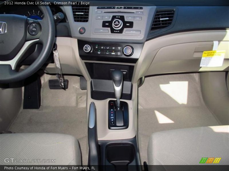Crimson Pearl / Beige 2012 Honda Civic LX Sedan