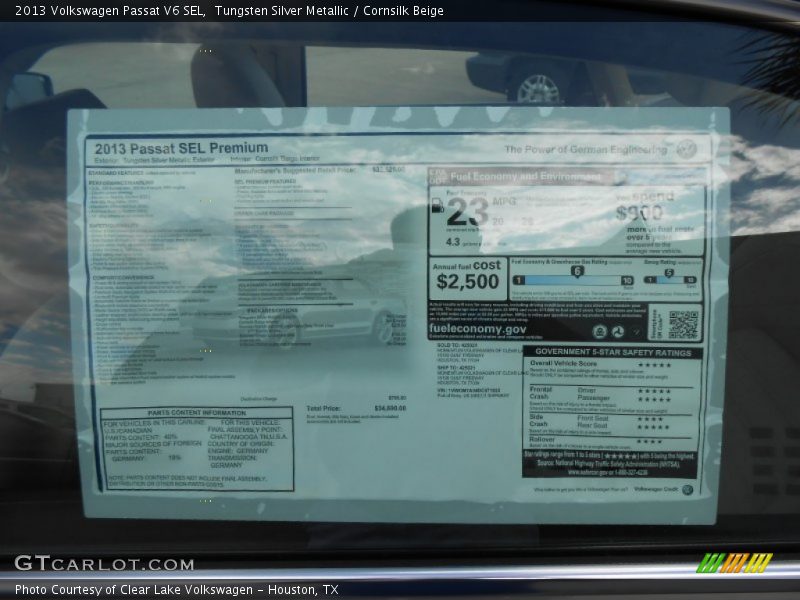 Tungsten Silver Metallic / Cornsilk Beige 2013 Volkswagen Passat V6 SEL