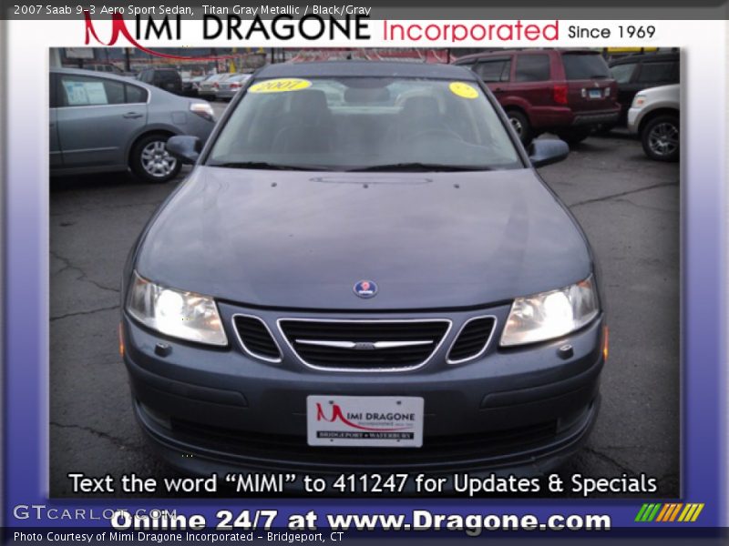 Titan Gray Metallic / Black/Gray 2007 Saab 9-3 Aero Sport Sedan