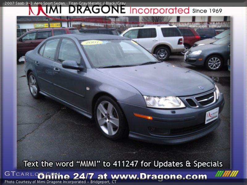 Titan Gray Metallic / Black/Gray 2007 Saab 9-3 Aero Sport Sedan