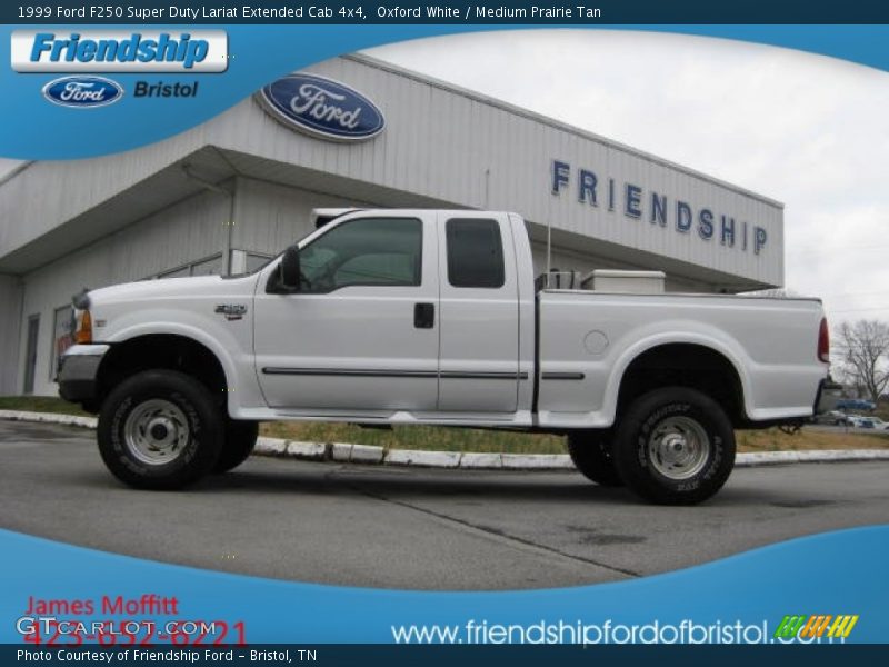 Oxford White / Medium Prairie Tan 1999 Ford F250 Super Duty Lariat Extended Cab 4x4