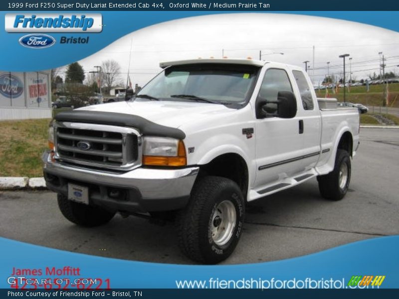 Oxford White / Medium Prairie Tan 1999 Ford F250 Super Duty Lariat Extended Cab 4x4