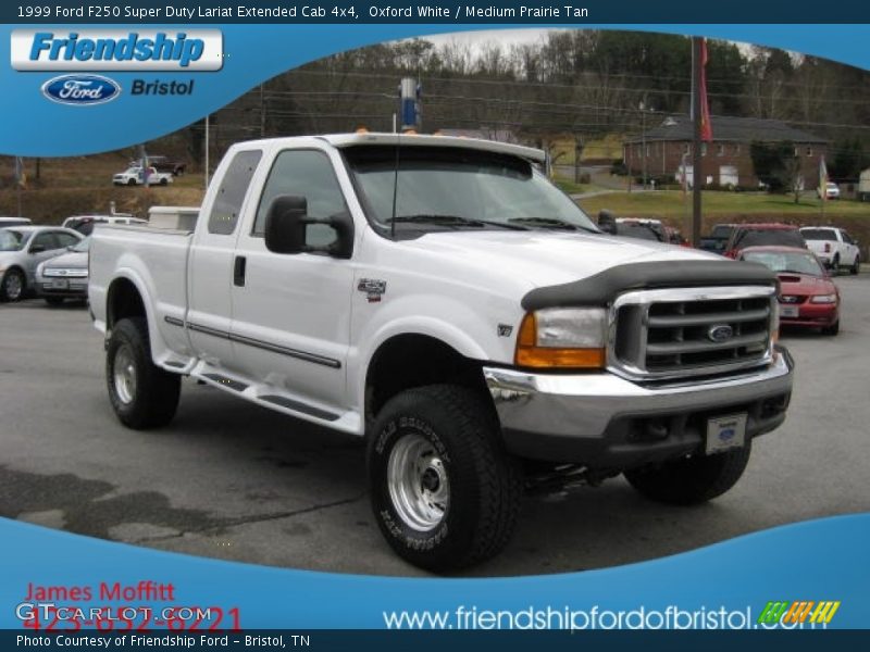 Oxford White / Medium Prairie Tan 1999 Ford F250 Super Duty Lariat Extended Cab 4x4