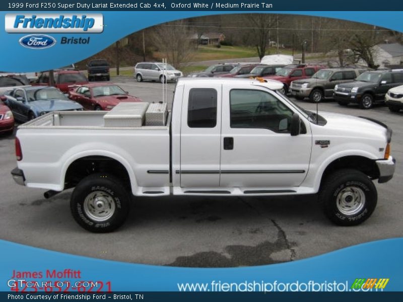 Oxford White / Medium Prairie Tan 1999 Ford F250 Super Duty Lariat Extended Cab 4x4