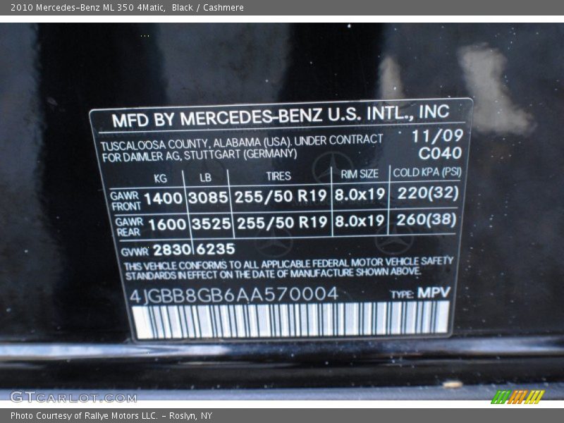 Black / Cashmere 2010 Mercedes-Benz ML 350 4Matic