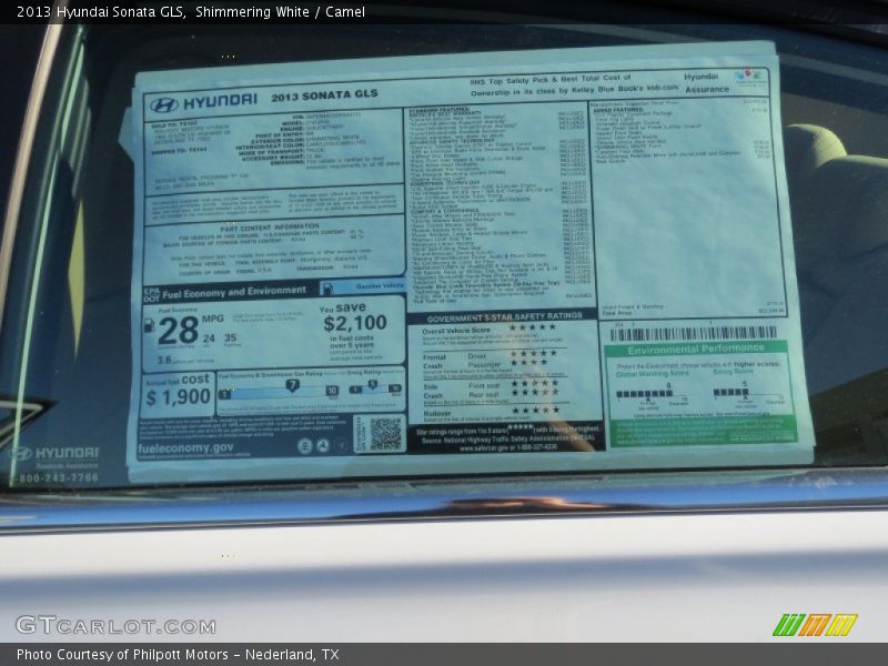 Shimmering White / Camel 2013 Hyundai Sonata GLS