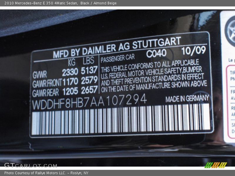 Black / Almond Beige 2010 Mercedes-Benz E 350 4Matic Sedan