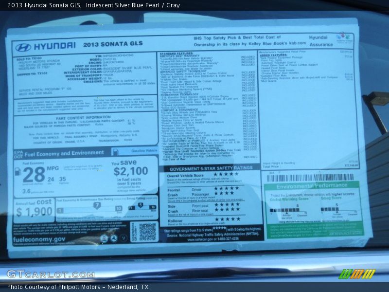 Iridescent Silver Blue Pearl / Gray 2013 Hyundai Sonata GLS