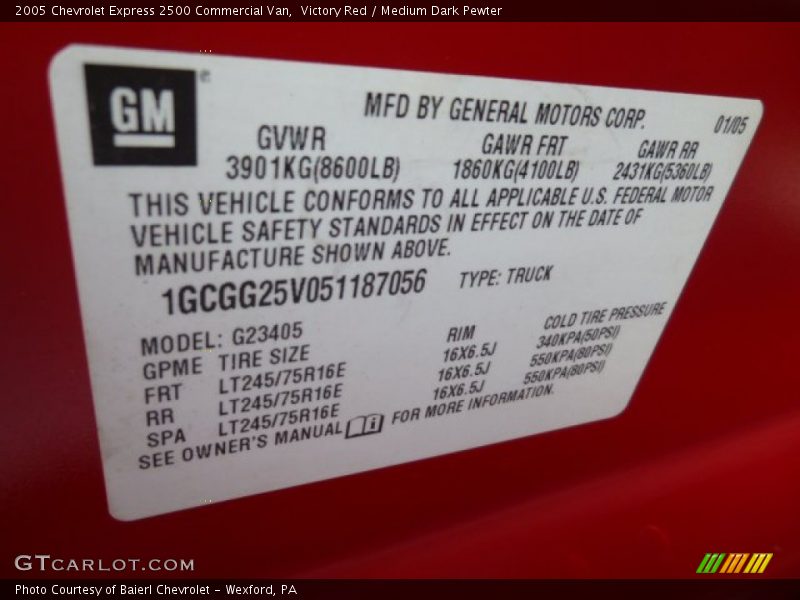 Victory Red / Medium Dark Pewter 2005 Chevrolet Express 2500 Commercial Van