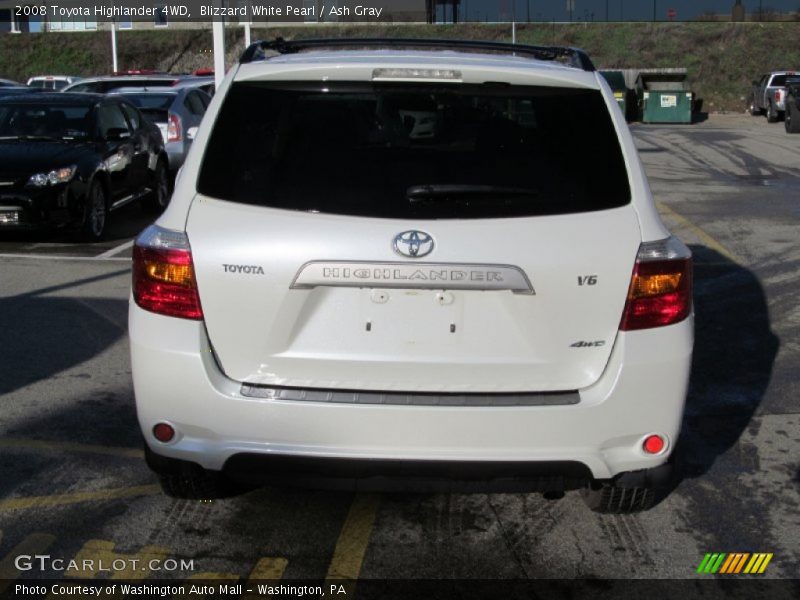 Blizzard White Pearl / Ash Gray 2008 Toyota Highlander 4WD