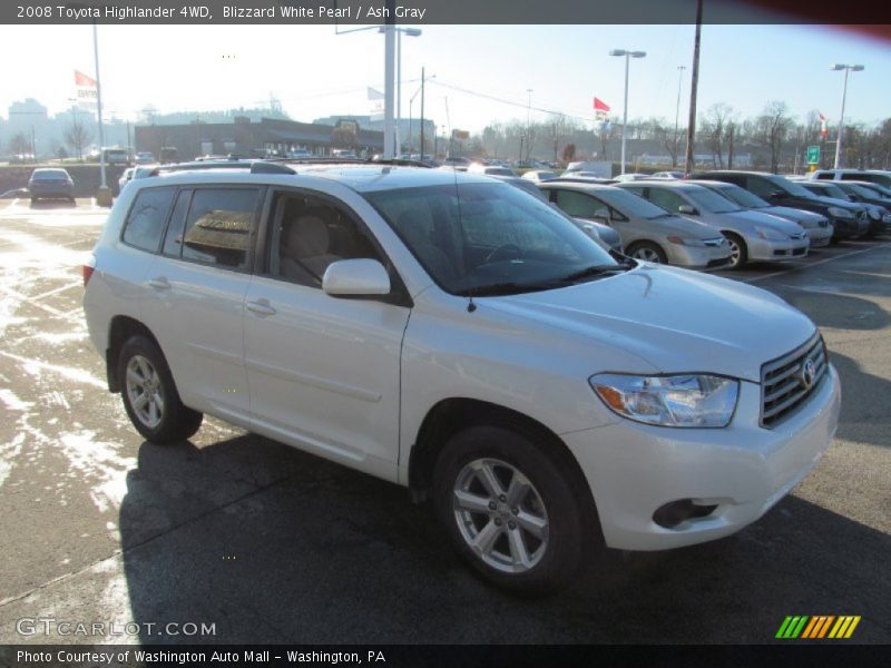 Blizzard White Pearl / Ash Gray 2008 Toyota Highlander 4WD