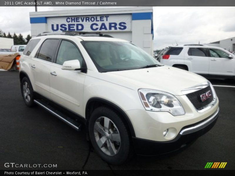 White Diamond Tintcoat / Cashmere 2011 GMC Acadia SLT AWD