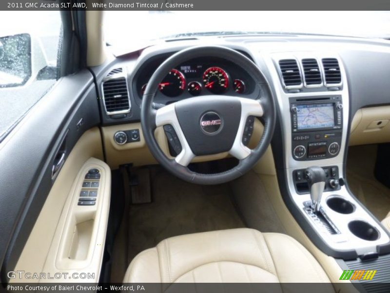 White Diamond Tintcoat / Cashmere 2011 GMC Acadia SLT AWD