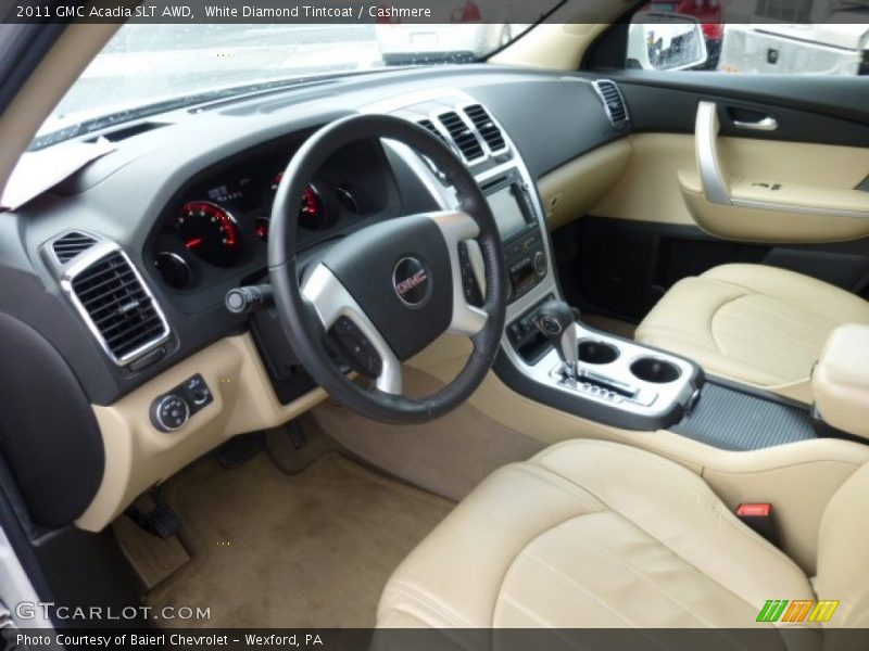 White Diamond Tintcoat / Cashmere 2011 GMC Acadia SLT AWD