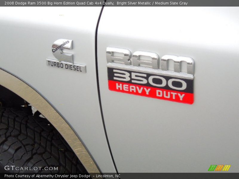 Bright Silver Metallic / Medium Slate Gray 2008 Dodge Ram 3500 Big Horn Edition Quad Cab 4x4 Dually