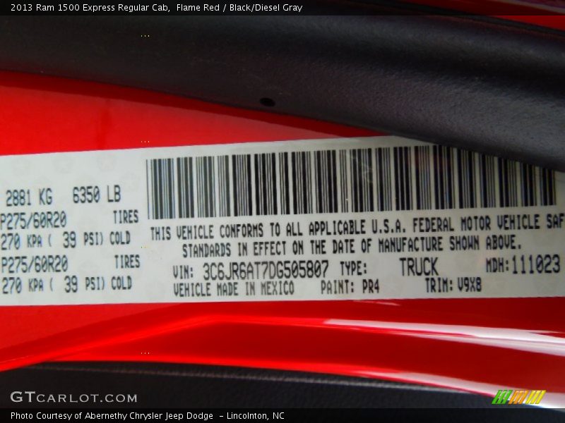 2013 1500 Express Regular Cab Flame Red Color Code PR4