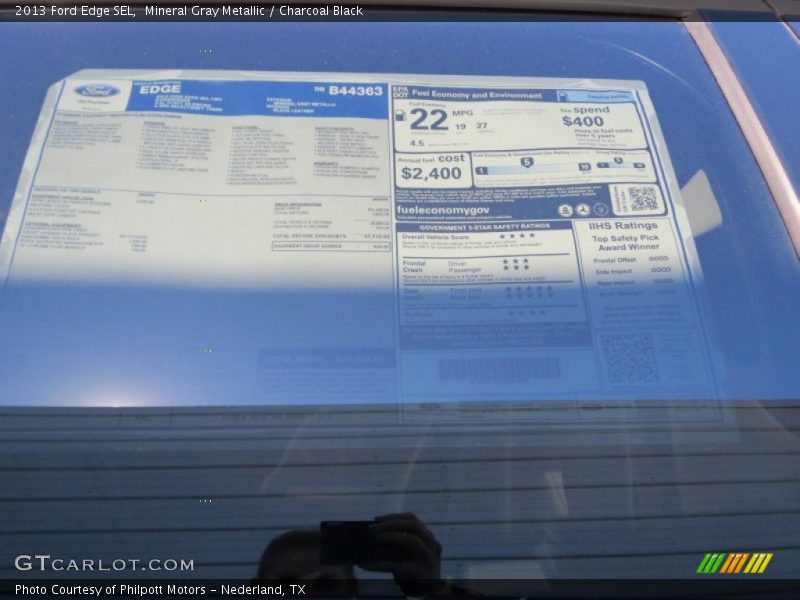 Mineral Gray Metallic / Charcoal Black 2013 Ford Edge SEL