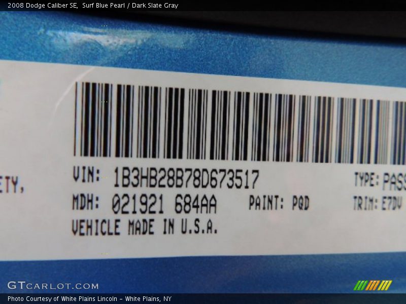 Surf Blue Pearl / Dark Slate Gray 2008 Dodge Caliber SE