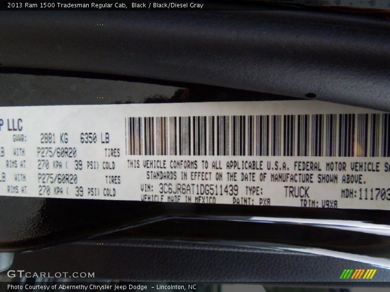 Black / Black/Diesel Gray 2013 Ram 1500 Tradesman Regular Cab