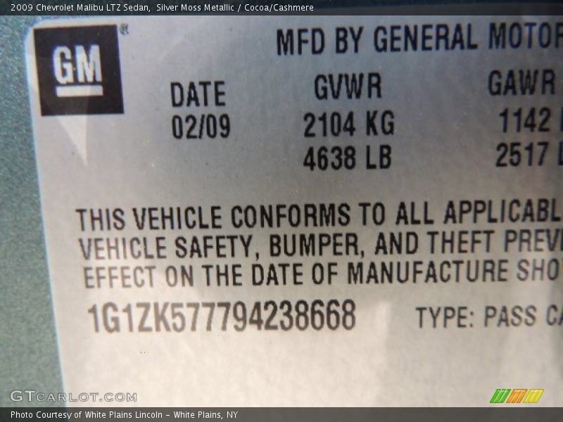 Silver Moss Metallic / Cocoa/Cashmere 2009 Chevrolet Malibu LTZ Sedan