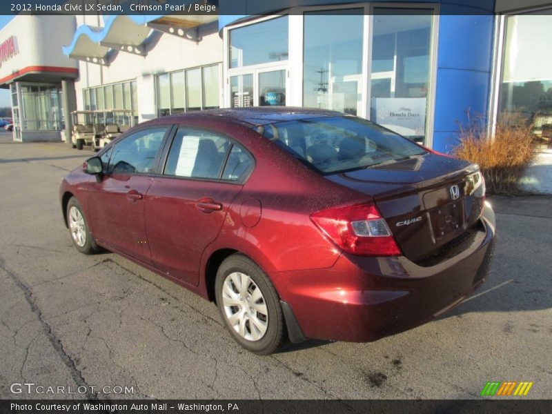 Crimson Pearl / Beige 2012 Honda Civic LX Sedan