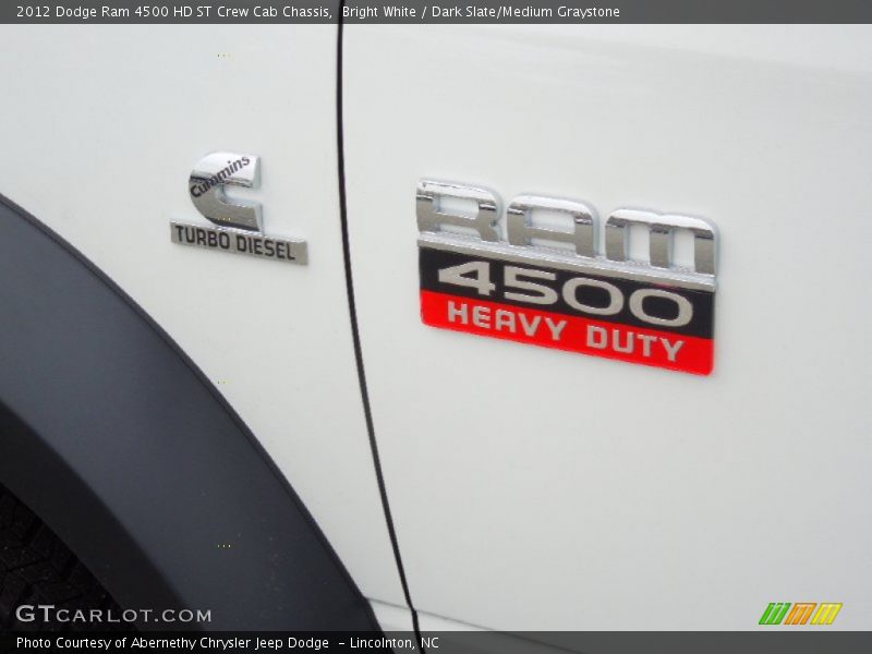 Bright White / Dark Slate/Medium Graystone 2012 Dodge Ram 4500 HD ST Crew Cab Chassis