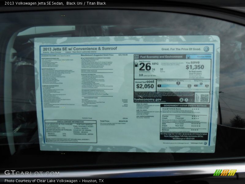 Black Uni / Titan Black 2013 Volkswagen Jetta SE Sedan