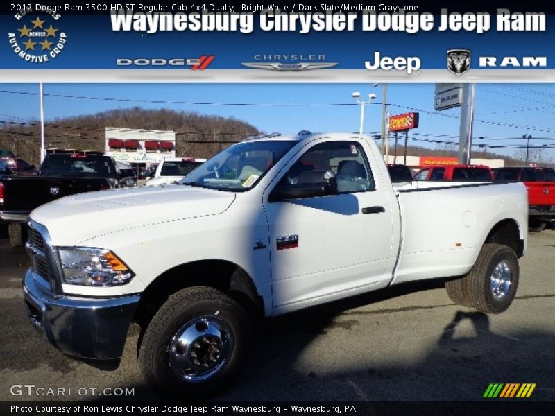 Bright White / Dark Slate/Medium Graystone 2012 Dodge Ram 3500 HD ST Regular Cab 4x4 Dually