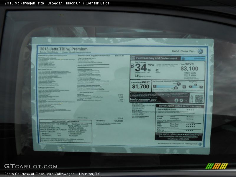 Black Uni / Cornsilk Beige 2013 Volkswagen Jetta TDI Sedan