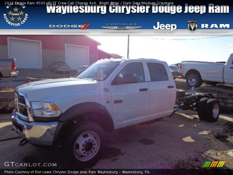 Bright White / Dark Slate/Medium Graystone 2012 Dodge Ram 4500 HD ST Crew Cab Chassis 4x4