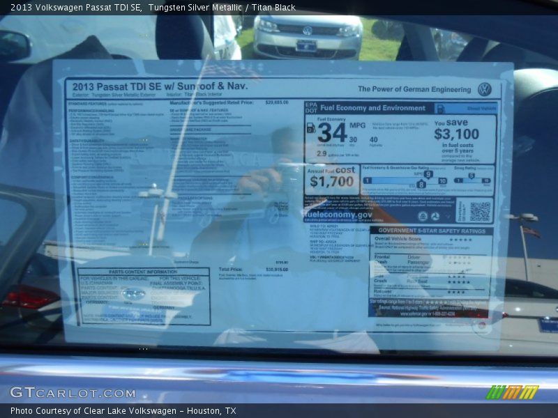Tungsten Silver Metallic / Titan Black 2013 Volkswagen Passat TDI SE