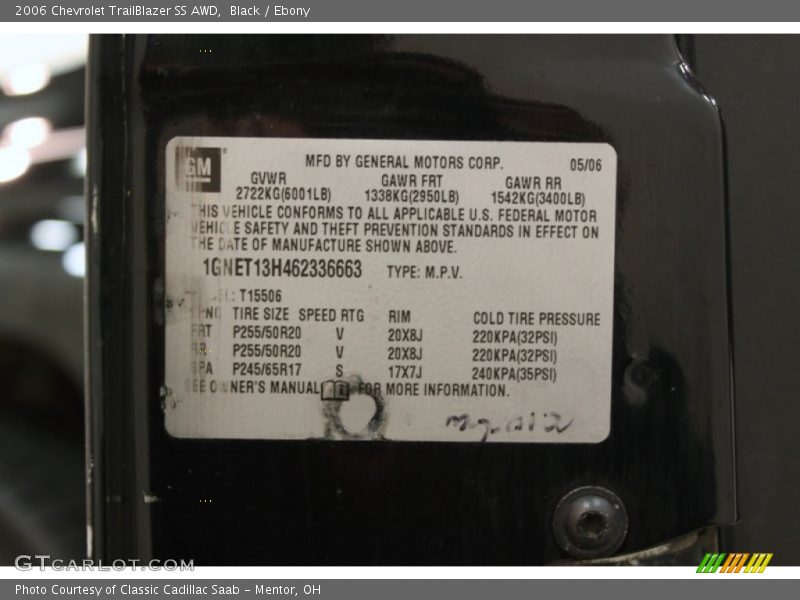 Black / Ebony 2006 Chevrolet TrailBlazer SS AWD