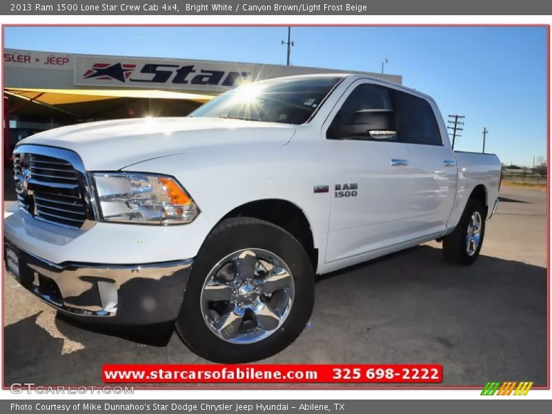 Bright White / Canyon Brown/Light Frost Beige 2013 Ram 1500 Lone Star Crew Cab 4x4